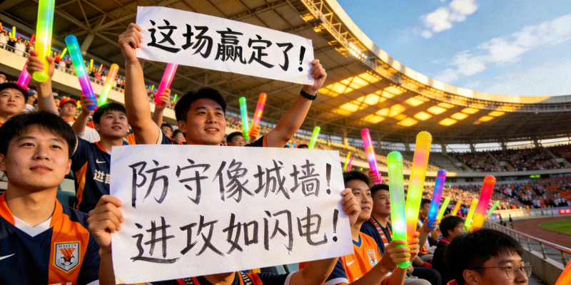 球迷段子配图 - 看台上球迷举着创意标语为球队加油